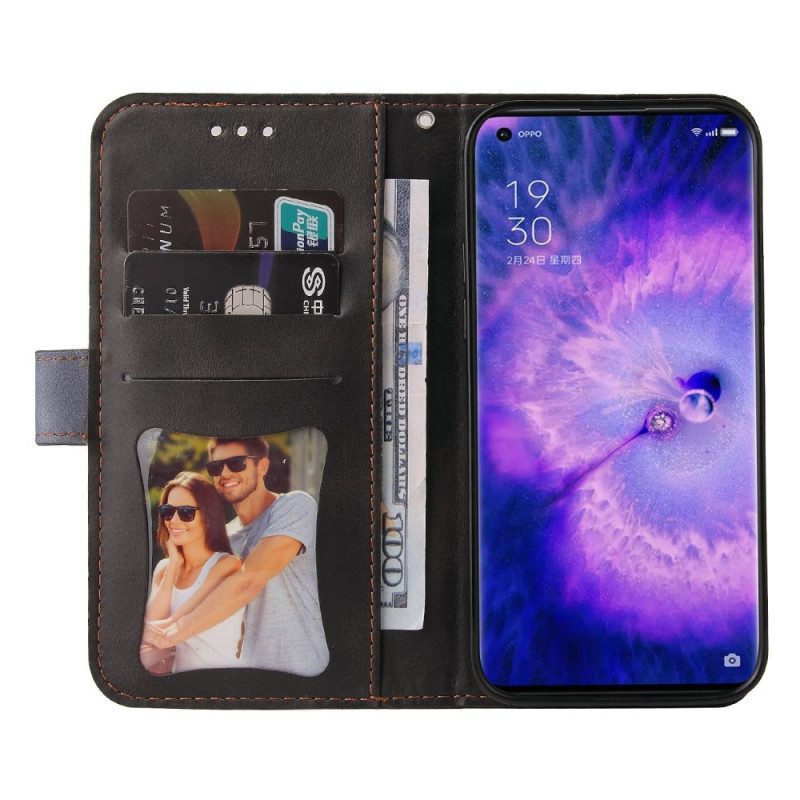 Custodia in pelle Oppo Find X5 Cinturino Premium Bicolore