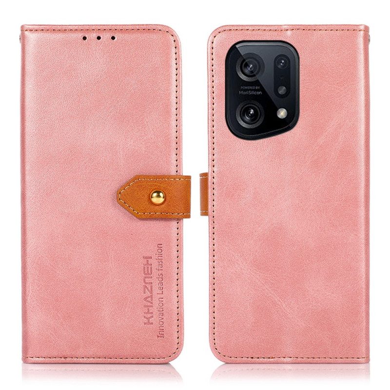 Custodia in pelle Oppo Find X5 Con Cinturino Khazneh