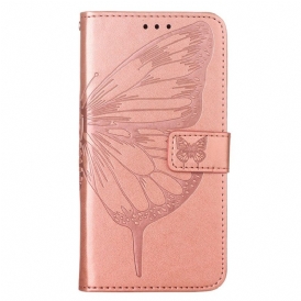 Custodia in pelle Oppo Find X5 Design A Farfalla Con Cordino