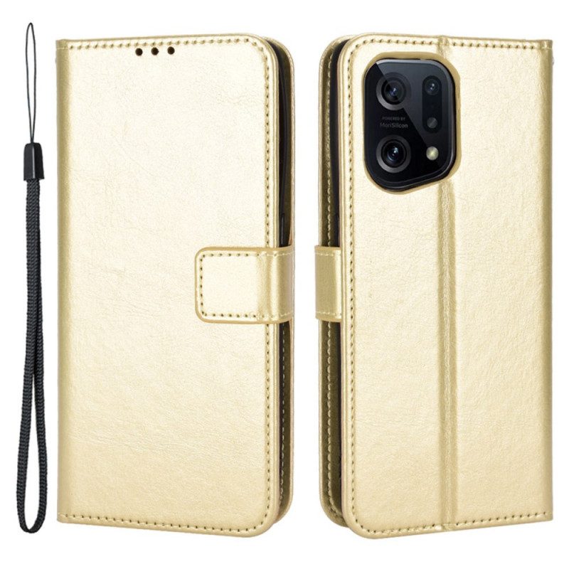 Custodia in pelle Oppo Find X5 Ecopelle Appariscente