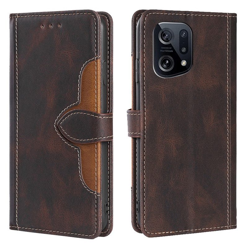Custodia in pelle Oppo Find X5 Ecopelle Bicolore Elegante