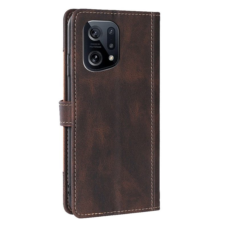 Custodia in pelle Oppo Find X5 Ecopelle Bicolore Elegante