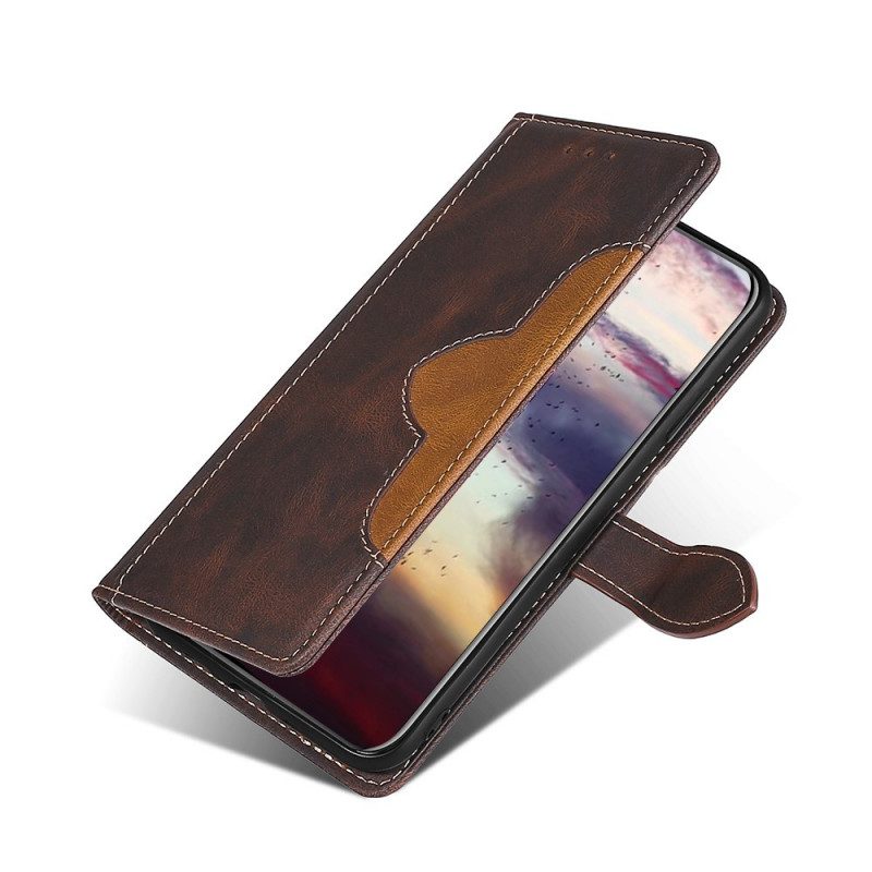 Custodia in pelle Oppo Find X5 Ecopelle Bicolore Elegante