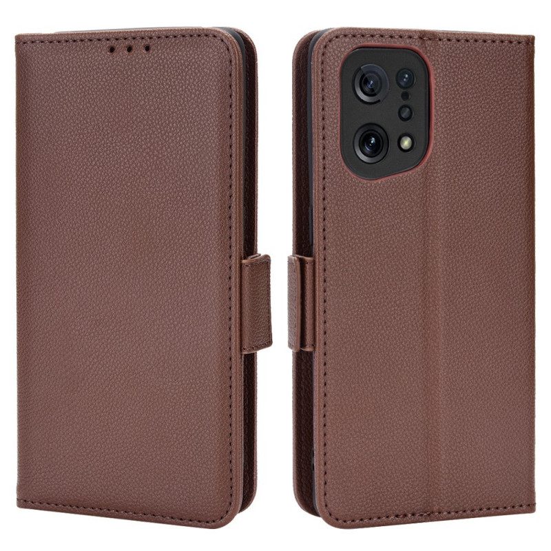 Custodia in pelle Oppo Find X5 Folio Cover Flap Doppio Nuovi Colori