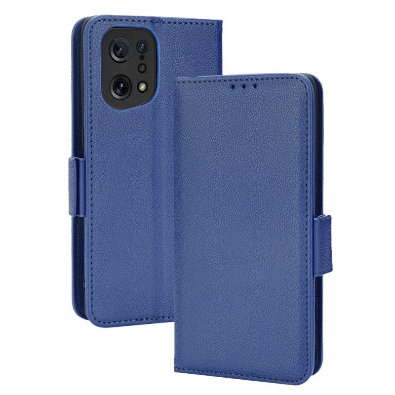Custodia in pelle Oppo Find X5 Folio Cover Flap Doppio Nuovi Colori