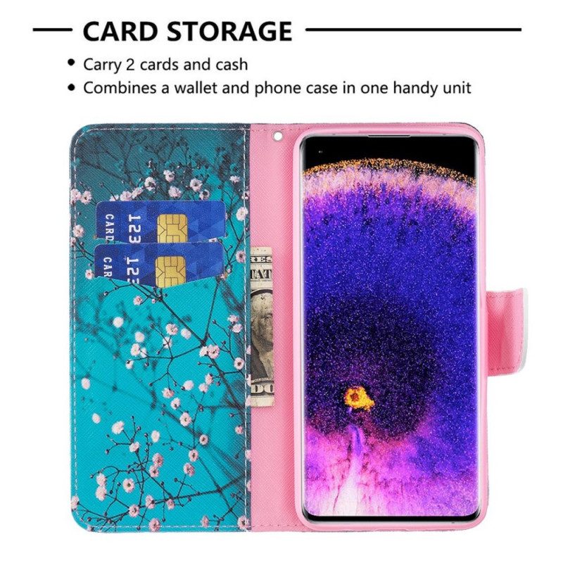 Custodia in pelle Oppo Find X5 Pittura Ad Albero