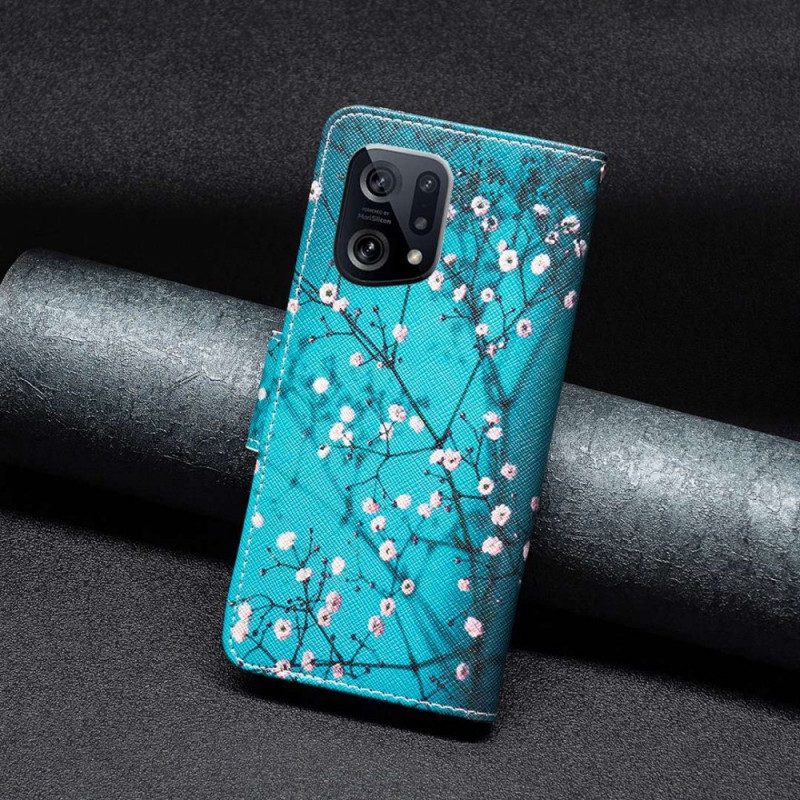 Custodia in pelle Oppo Find X5 Pittura Ad Albero