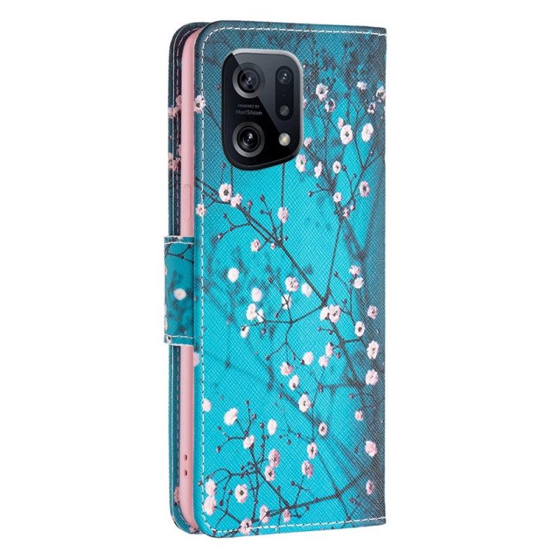 Custodia in pelle Oppo Find X5 Pittura Ad Albero