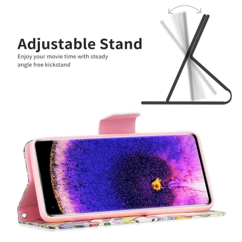 Custodia in pelle Oppo Find X5 Pittura Ad Albero