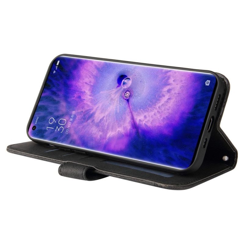 Custodia in pelle Oppo Find X5 Stile In Pelle Con Rivetto Decorativo
