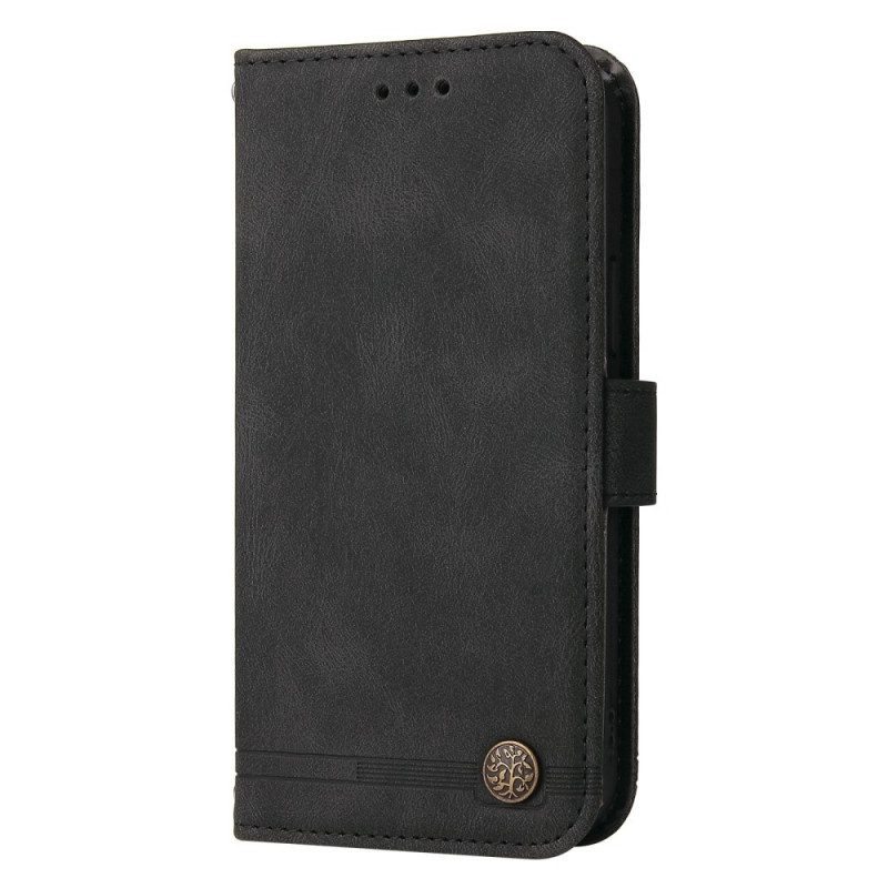 Custodia in pelle Oppo Find X5 Stile In Pelle Con Rivetto Decorativo