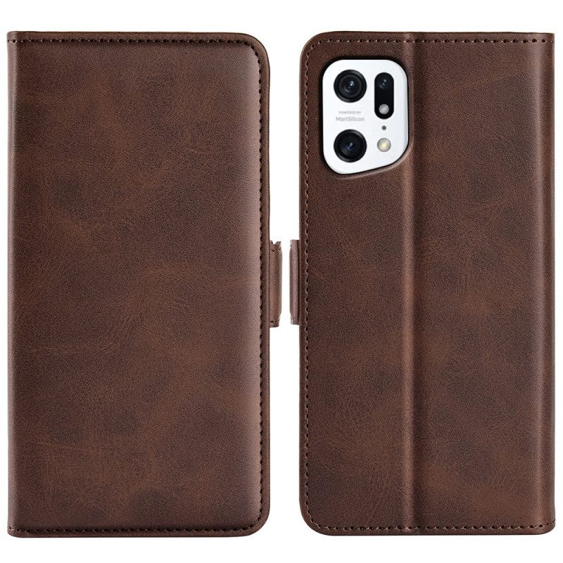 Folio Cover Oppo Find X5 Custodia in pelle Doppio Lembo