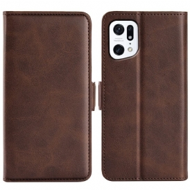Folio Cover Oppo Find X5 Custodia in pelle Doppio Lembo