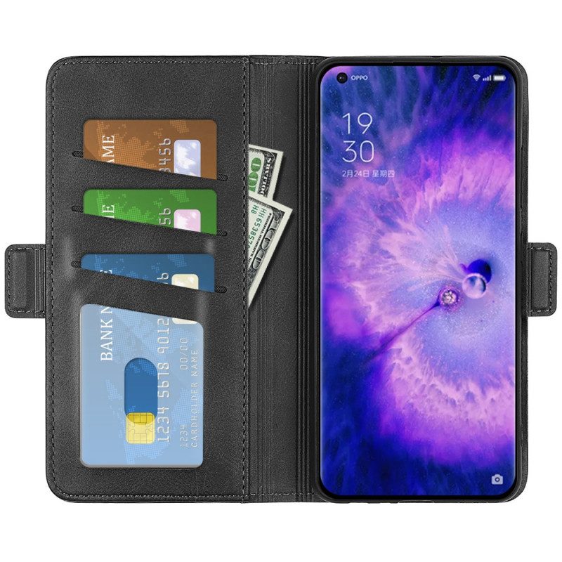 Folio Cover Oppo Find X5 Custodia in pelle Doppio Lembo