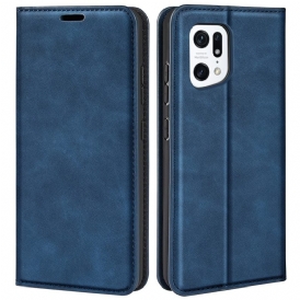 Folio Cover Oppo Find X5 Custodia in pelle Effetto Pelle Morbida Seta