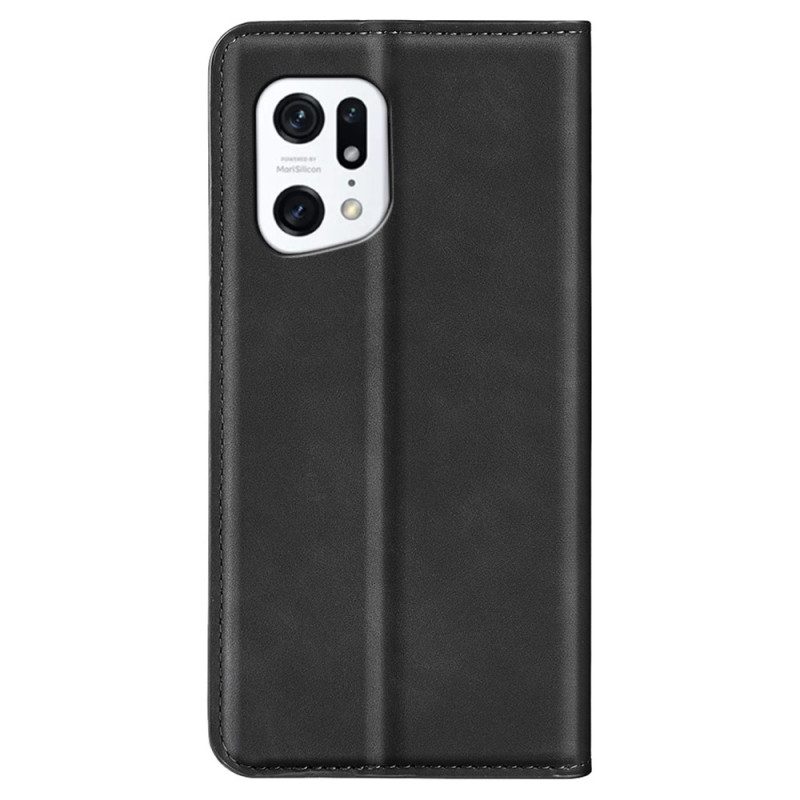 Folio Cover Oppo Find X5 Custodia in pelle Effetto Pelle Morbida Seta