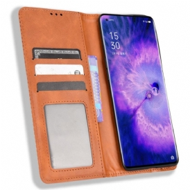 Folio Cover Oppo Find X5 Custodia in pelle Effetto Pelle Vintage Stilizzato