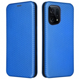 Folio Cover Oppo Find X5 Custodia in pelle Fibra Di Carbonio
