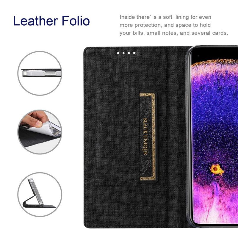 Folio Cover Oppo Find X5 Custodia in pelle Struttura Del Tessuto Vili