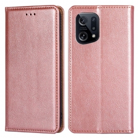Folio Cover Oppo Find X5 Custodia in pelle Tinta Unita