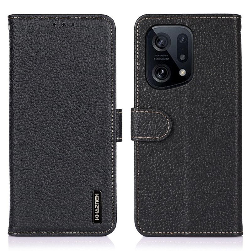 Folio Cover Oppo Find X5 Khazneh Pelle Di Litchi