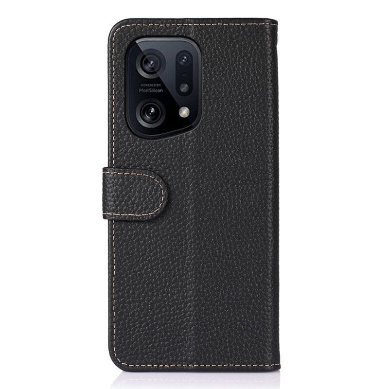 Folio Cover Oppo Find X5 Khazneh Pelle Di Litchi