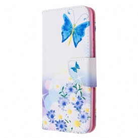 Custodia in pelle Huawei P Smart 2020 Farfalle E Fiori Dipinti
