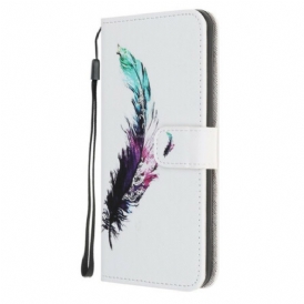 Custodia in pelle Huawei P Smart 2020 Piuma Con Cordino