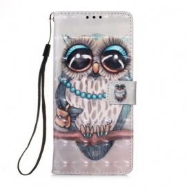 Custodia in pelle Huawei P Smart 2020 Signorina Gufo Con Cinturino