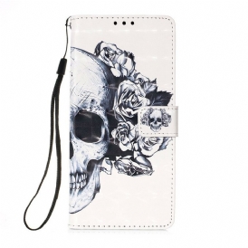 Custodia in pelle Huawei P Smart 2020 Teschio Fiorito