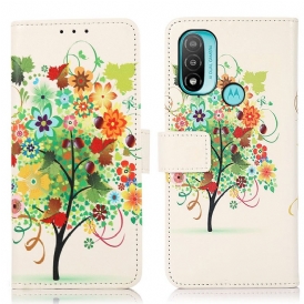 Custodia in pelle Moto E40 / E30 / E20 Albero In Fiore