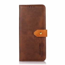 Custodia in pelle Moto E40 / E30 / E20 Chiusura Dorata Bicolore Khazneh