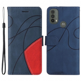 Custodia in pelle Moto E40 / E30 / E20 Ecopelle Firmata Bicolore