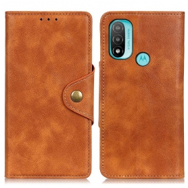 Custodia in pelle Moto E40 / E30 / E20 Ecopelle Vintage E Bottone
