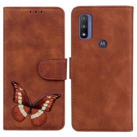 Custodia in pelle Moto E40 / E30 / E20 Farfalla Dal Tocco Di Pelle