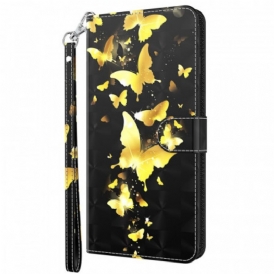 Custodia in pelle Moto E40 / E30 / E20 Farfalle Gialle