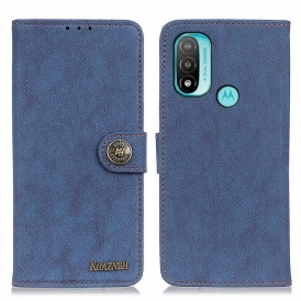 Custodia in pelle Moto E40 / E30 / E20 Khazneh Crosta Di Cuoio Retrò