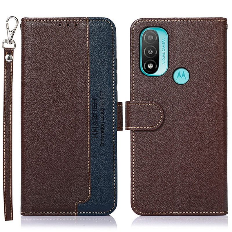 Custodia in pelle Moto E40 / E30 / E20 Lychee Style Rfid Khazneh