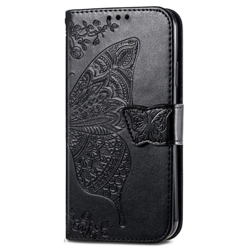 Custodia in pelle Moto E40 / E30 / E20 Mezze Farfalle