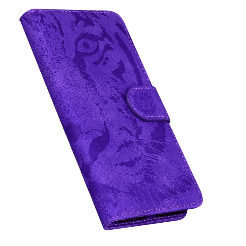 Custodia in pelle Moto E40 / E30 / E20 Stampa Faccia Di Tigre