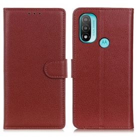 Custodia in pelle Moto E40 / E30 / E20 Tradizionalmente Litchi