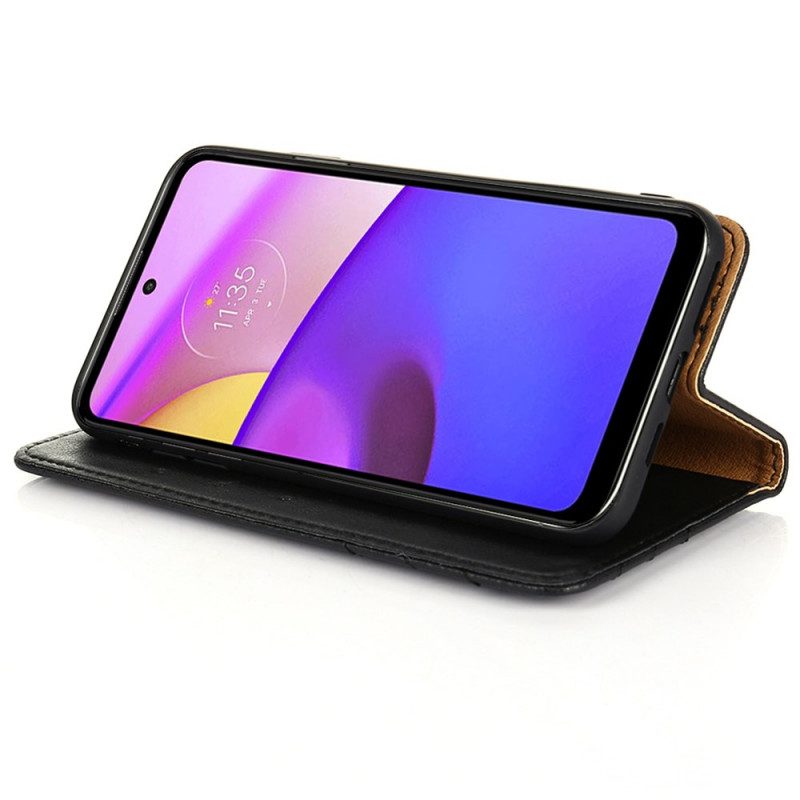 Folio Cover Moto E40 / E30 / E20 Custodia in pelle Rivetto In Pelle Stile