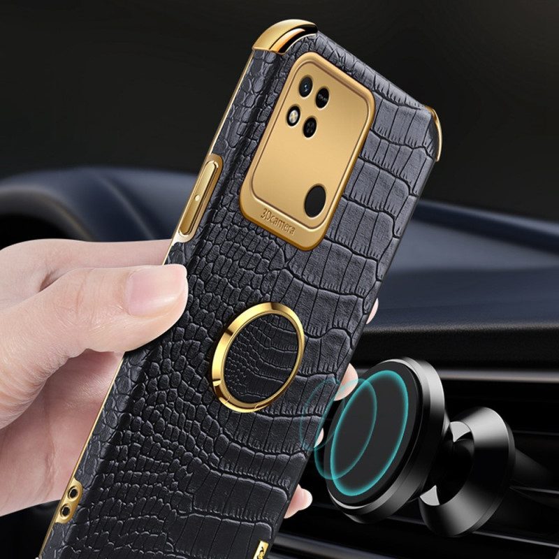 Cover Xiaomi Redmi 10A Effetto Coccodrillo Con Anello