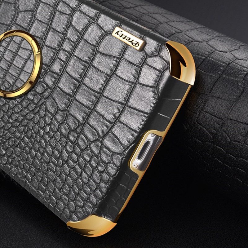 Cover Xiaomi Redmi 10A Effetto Coccodrillo Con Anello