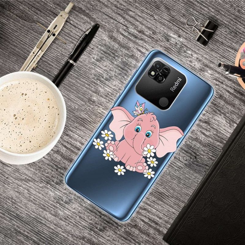 Cover Xiaomi Redmi 10A Elefante Rosa Senza Cuciture
