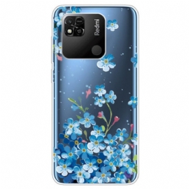 Cover Xiaomi Redmi 10A Fiori Blu Senza Soluzione Di Continuità