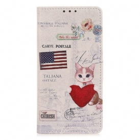 Custodia A Portafoglio Xiaomi Redmi 10A Gatto Viaggiatore