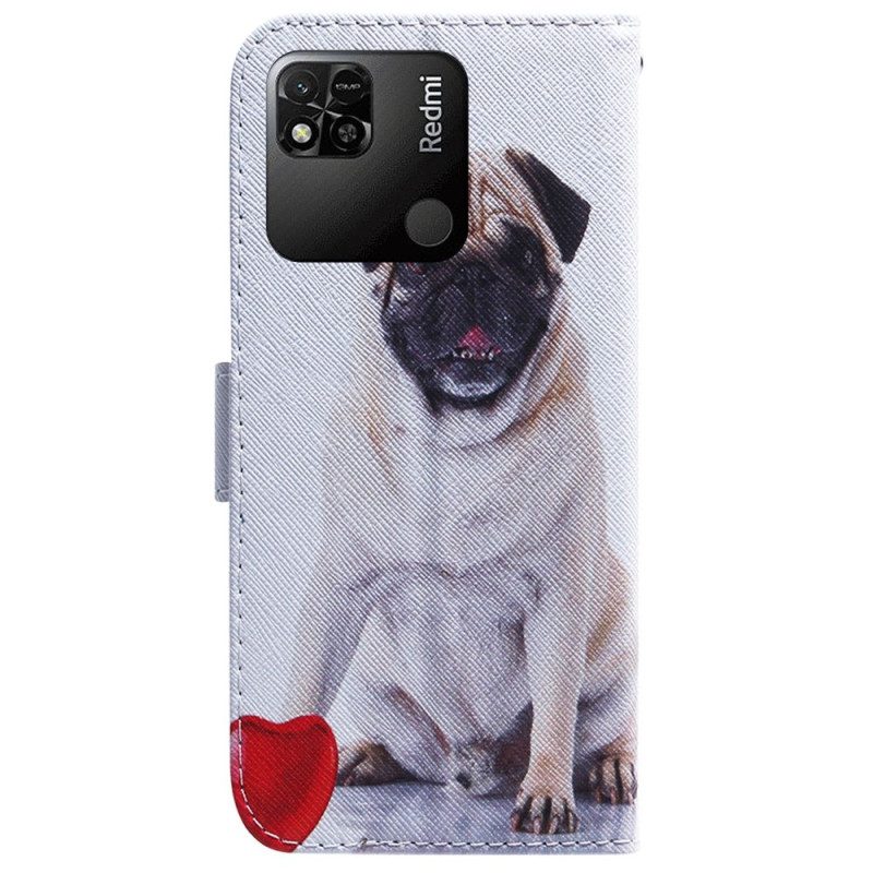 Custodia in pelle Xiaomi Redmi 10A Cane Carlino