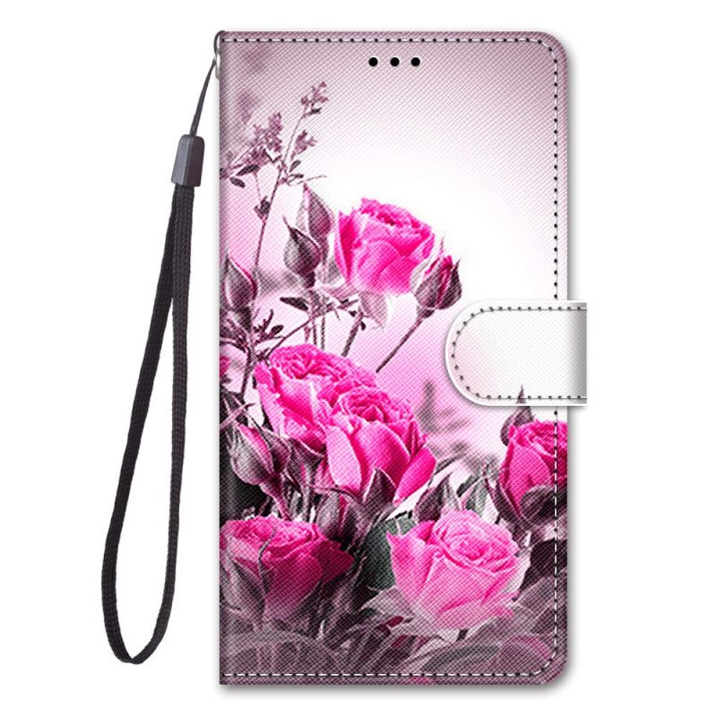 Custodia in pelle Xiaomi Redmi 10A Cinturino Rose