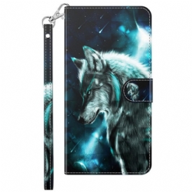 Custodia in pelle Xiaomi Redmi 10A Cordino Lupo